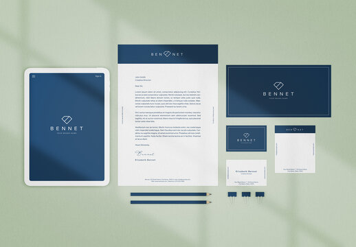 Stationery Mockup with Tablet