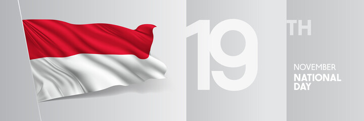 Monaco happy national day greeting card, banner vector illustration