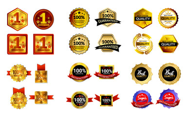 100% satisfaction guarantee logo in golden label