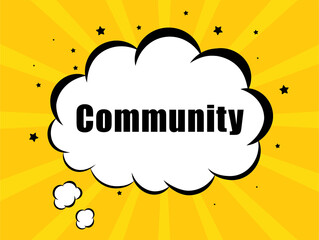 Community in yellow bubble background