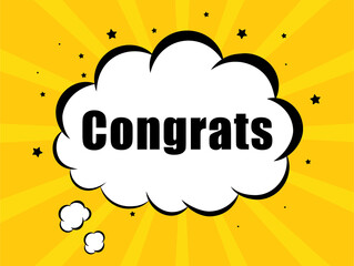 Congrats in yellow bubble background