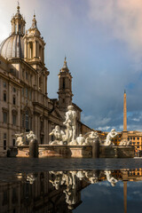 Moro's fountain by Bernini in Navona square - Rome