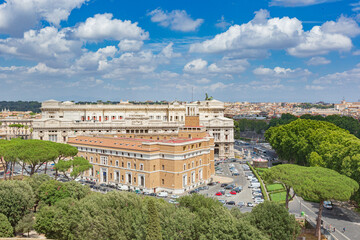 Obraz premium Aerial Rome view. Quadriga of Justice, Attorney General of the Italian Republic
