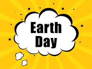 Earth Day in yellow bubble background