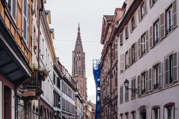 Strasbourg Cathedral or the Cathedral of Our Lady known as Strasbourg Minster the Catholic cathedral in biggest city in Alsace, France