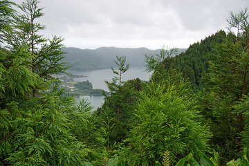 lake cidades viewpoint on the azores island