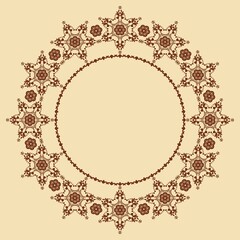 Circular decorative border. Floral oval ornamentation. Circular frame. Ornament for decoration of cards and invitations.
