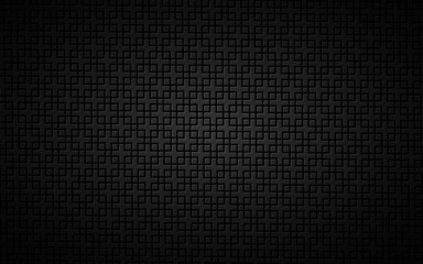 Obraz premium Black abstract background composed of squares. Modern technology dark design. Geometric vector illustration. Metal mesh texture