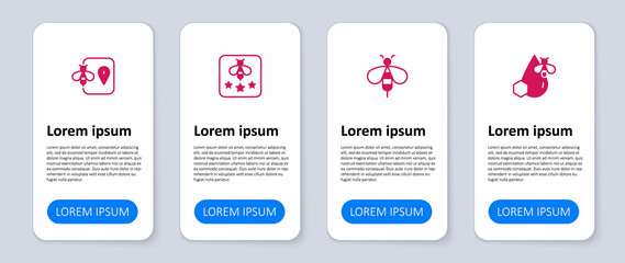 Set Bee and honeycomb, Type of bee and location. Business infographic template. Vector