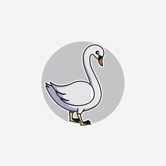 Illustration vector graphic of a swan. Swan minimalist style isolated on a white background. Cute animal illustration.
