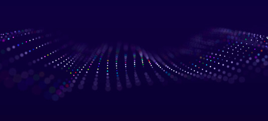 Abstract wave of musical sounds. Smooth information transfer. 3D rendering.
