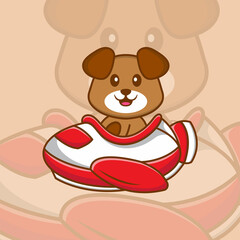 Cute dog cartoon character vector illustration.