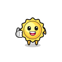 sun mascot doing thumbs up gesture