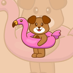 Cute dog cartoon character vector illustration.