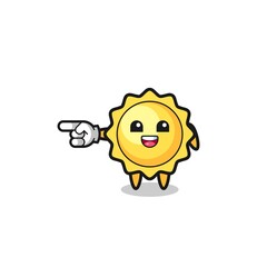 sun cartoon with pointing left gesture