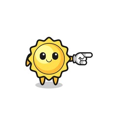 sun mascot with pointing right gesture
