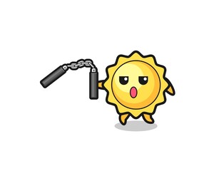 cartoon of sun using nunchaku