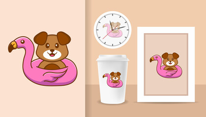 Cute dog cartoon character. Prints on T-shirts, sweatshirts, cases for mobile phones, souvenirs. Isolated vector illustration.