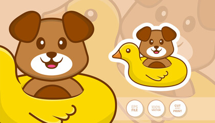 Hand drawn illustration of Cute dog. Cartoon character concept - Stickers