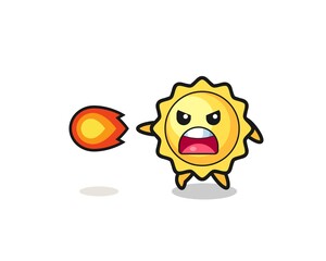 cute sun mascot is shooting fire power