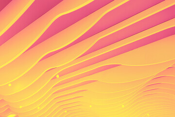 Abstract background in the form of waves of yellow-pink color and light bulbs.