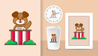 Cute dog cartoon character. Prints on T-shirts, sweatshirts, cases for mobile phones, souvenirs. Isolated vector illustration.