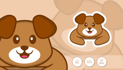 Hand drawn illustration of Cute dog. Cartoon character concept - Stickers