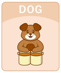 Alphabet flashcard with Cute dog cartoon character.