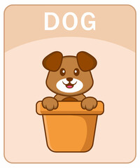 Alphabet flashcard with Cute dog cartoon character.