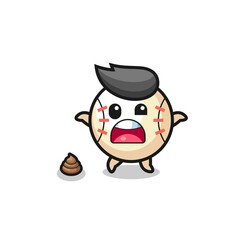 cute cartoon baseball with shivering expression