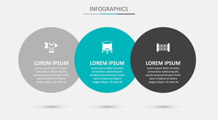 Set Jumping trampoline, Swing plane and Education logic game. Business infographic template. Vector