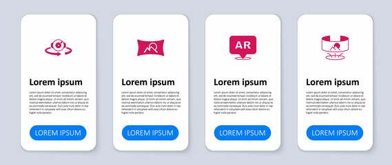 Set 360 degree view, Augmented reality AR, Wide angle picture and . Business infographic template. Vector