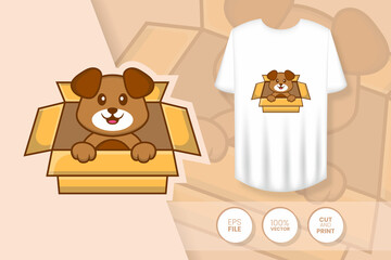 Cute dog cartoon character. Prints on T-shirts, sweatshirts, cases for mobile phones, souvenirs. Isolated vector illustration.