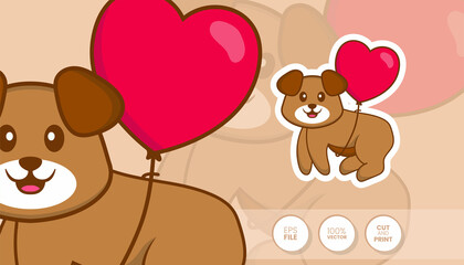 Hand drawn illustration of Cute dog. Cartoon character concept - Stickers