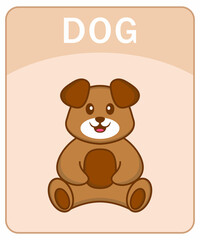 Alphabet flashcard with Cute dog cartoon character.