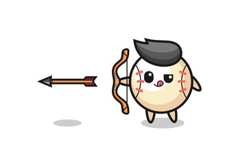 Obraz premium illustration of baseball character doing archery