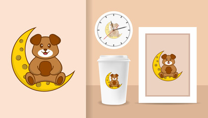 Cute dog cartoon character. Prints on T-shirts, sweatshirts, cases for mobile phones, souvenirs. Isolated vector illustration.