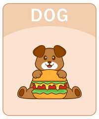 Alphabet flashcard with Cute dog cartoon character.
