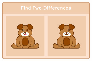 Cute dog cartoon character. Find differences. Educational game for children. Cartoon vector illustration