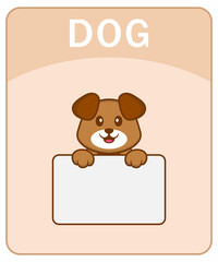 Alphabet flashcard with Cute dog cartoon character.