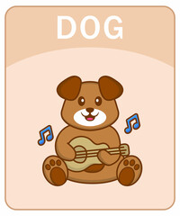 Alphabet flashcard with Cute dog cartoon character.