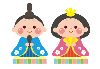 ひな祭りの格好をしている子どものイラスト素材