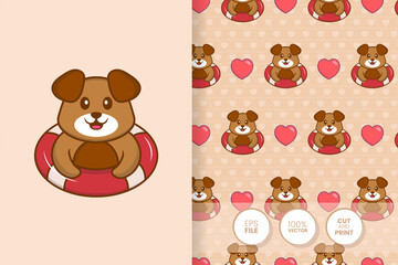 Cute dog cartoon character. seamless pattern background.