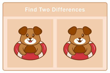 Cute dog cartoon character. Find differences. Educational game for children. Cartoon vector illustration