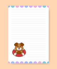 Planner page and to do list with cute dog. Cartoon vector illustration.