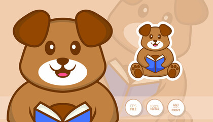 Hand drawn illustration of Cute dog. Cartoon character concept - Stickers