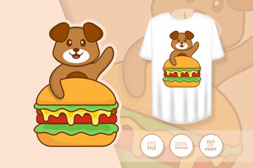 Cute dog cartoon character. Prints on T-shirts, sweatshirts, cases for mobile phones, souvenirs. Isolated vector illustration.