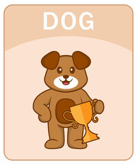 Alphabet flashcard with Cute dog cartoon character.