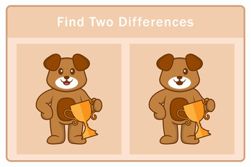 Obraz na płótnie Canvas Cute dog cartoon character. Find differences. Educational game for children. Cartoon vector illustration