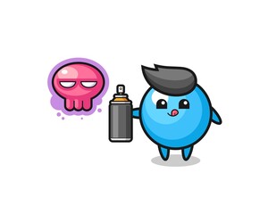 gum ball cartoon make a graffiti with a spray paint